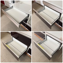 【超美品‼️】定価29万♪ 高級 綾野製作所 140cm幅キッチンボード 食器棚 収納家具 艶あり木目調ダークブラウン♪の画像