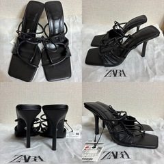 ZARA ヒールサンダル 羊革 タグ付き 37の画像