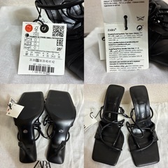 ZARA ヒールサンダル 羊革 タグ付き 37の画像