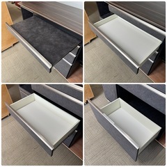 【超美品‼️】定価30万♪ 高級 松田家具 175cm幅キッチンボード(ゼット1800レンジ) 食器棚 収納家具 ウォールナット調天板 マーブル柄ブラック♪の画像