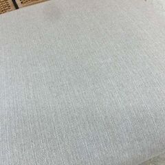 オットマン 67×67×37 ベージュ系 木脚 ファブリック 一部革 アイボリー 布 足置き スツール 札幌 西野店の画像