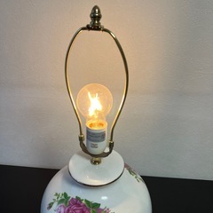 陶器テーブルランプ　ヴィンテージ 薔薇 アンティークランプの画像