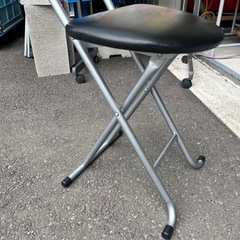 YAMAZEN 山善 フォールディングチェア YZX-35(SB) ブラック 折りたたみチェア 椅子 イス 合皮革張り 中古品 ③の画像