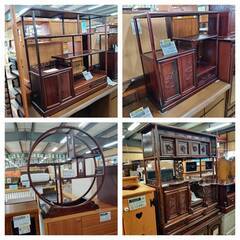 【愛品倶楽部柏店】円型ディスプレイシェルフ 唐木 花梨材の画像