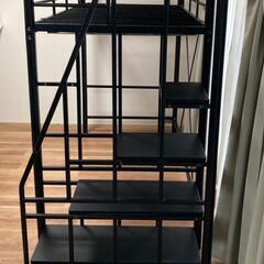 ★北九州、福岡市周辺配送可【ニトリ】ロフトベッド  階段付き  スチール  ブラック  💳自社配送時🌟代引き可💳※現金、クレジット、スマホ決済対応※   【配達は要決済前問い合わせ】の画像