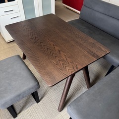 【超美品‼️】定価31万♪ 浜本工芸×松田家具 4~5人掛け ソファダイニングセット ナラ材カフェオーク色♪の画像