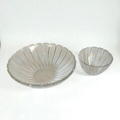 ガラスのそうめん鉢３セット　つゆ鉢付　昭和レトロ　の画像