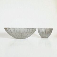 ガラスのそうめん鉢３セット　つゆ鉢付　昭和レトロ　の画像
