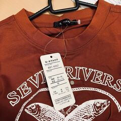 G-STAFF 半袖Tシャツ SEVEN RIVERS（エンジ系）Mの画像