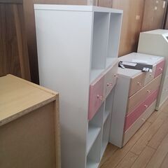 ★リユースのサカイつくば店★TK6290 ニトリ シェルフ ホワイト/ピンク H118×D29×W64 クリーニング済みの画像