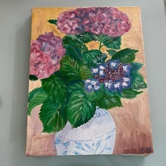 手書き 紫陽花 油絵 元気 活気 生命力の画像