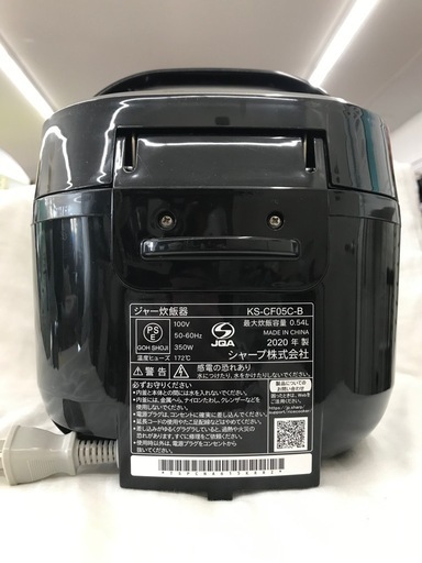 炊飯器 マイコン炊飯ジャー 3合炊き シャープ 2020年製 KS-CF05C