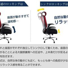 M　未使用/新品　アウトレット特価　オフィスチェア ハイバック 跳ね上げ式 アームレスト ヘッドレスト メッシュ ランバーサポート ロッキング デスクチェア 椅子 チェア 学習椅子 ワインレッド の画像