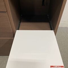 ニトリ キッチンボード エトナ 幅120cm 耐震ロック フルスライドレール ミドルブラウン レンジ台 食器棚 中古家具 店頭引取歓迎 R9928の画像