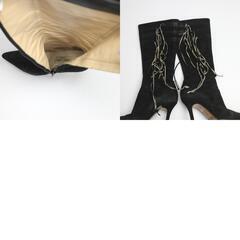 ジミーチュウ  ブーツ  ブラック JIMMY CHOO ロングブーツ フリンジ付きの画像