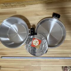 【未使用】NEW PEACOCK 両手鍋 セット ステンレス製 24cm 箱付き 着払いの画像