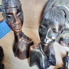 【相模原市中央区田名】美品!! インドネシア製民芸品まとめて(木彫りの仮面、胸像、象など)■バリ島/アジアン雑貨の画像