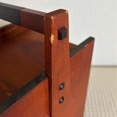 アンティーク和風な木製持ち手付き引き出し2段箱　手提げ箱　お裁縫箱？小物入れ？の画像
