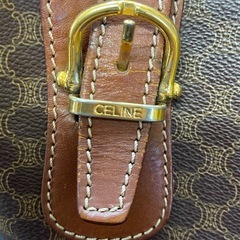 CELINE セリーヌ ヴィンテージ マカダム ブラゾン トリオンフ 柄 レザー本革　PVC トートバッグ ハンドバッグ 茶の画像