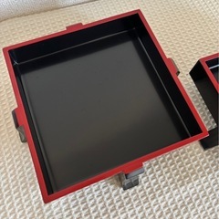 和風　漆器風脚付菓子器？約18.5×18.5cm　高さ約7cmお正月にお寿司にもの画像