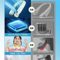 ネッククーラーネックファン 首掛け扇風機 首幅/風向自由調節 超大風量 健康な風 1台2役 首掛け携帯扇風機 史上最軽量　　転売OK　倒産品　まとめ売り　ネット商材　アマゾン引き上げ商品　メルカリ　副業の画像