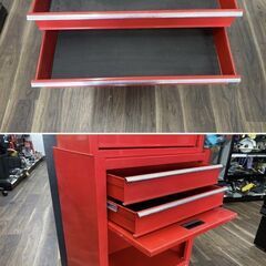 【引き取り限定】【中古品】メーカー不明 型番不明 ロールキャブ 工具箱 道具箱 ツールボックス <上部>W:約60cm×D:約26cm×H:約34cm <下部>W:約61.5cm×D:約33cm×H:約74.5cmの画像