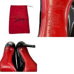 199990 現状品 Christian Louboutin クリスチャンルブタン 約２３cm　ハイヒール　ピンヒール　サイドジップ 23 ブラック　レッド ブーティー　エナメル レディース [1000023023153]の画像