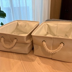 綿麻バスケット 収納　
2個セット　幅41奥行き31高さ19cm の画像