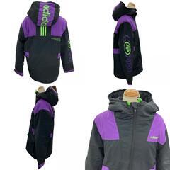 186000 現状品 adidas Originals アディダスオリジナルス Mサイズ GRAPHIC PADDED JACKET 中綿 ジャケット GJ6721  ブラック　パープル レディース [1000023072656]の画像