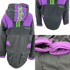 186000 現状品 adidas Originals アディダスオリジナルス Mサイズ GRAPHIC PADDED JACKET 中綿 ジャケット GJ6721  ブラック　パープル レディース [1000023072656]の画像