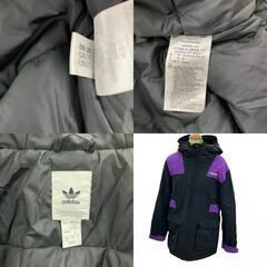 186000 現状品 adidas Originals アディダスオリジナルス Mサイズ GRAPHIC PADDED JACKET 中綿 ジャケット GJ6721  ブラック　パープル レディース [1000023072656]の画像
