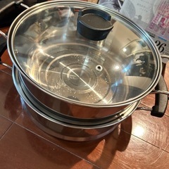 ガス　IH ステンレス2段蒸し器　26㎝の画像