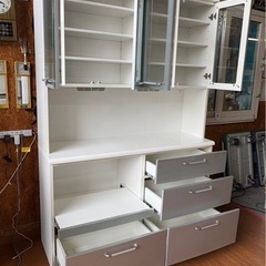H2602 大型食器棚　レンジボード　シェルフ　収納家具　キッチンボード　の画像