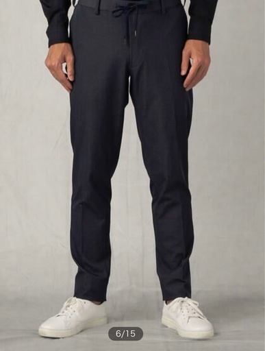 【新品タグ付き】COMME CA MEN ナイロンツイル　メランジカラースラックス　ネイビー　S 定価¥23,100の品