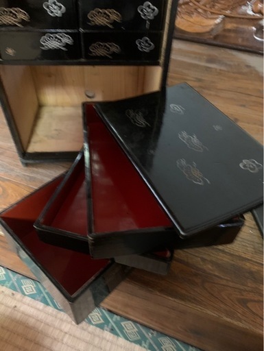 木製 漆器 おかもち 時代もの アンティーク お弁当 インテリア