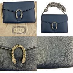現状品 GUCCI グッチ ディオニュソス ショルダーバッグ　チェーンウォレット　財布 401231  ネイビー レディース [1000025374710]の画像