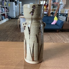 花瓶🏺 陶磁器 骨董 花生 アンティーク 陶器 1点物❗️ グレー 茶色の画像