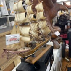 リサイクルショップどりーむ荒田店　No4368 帆船　模型　　横５８ｃｍ　縦５５ｃｍの画像