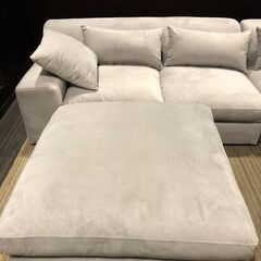 【展示品・未使用品】3人掛けカウチソファ ベルベット調 カウチソファ ローソファ 🚚自社配送時💳代引き可🚚(現金、クレジット、スマホ決済対応)の画像