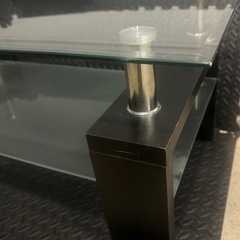 2段 ガラステーブル ブラウン強化ガラス モダン の画像