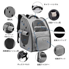 新品多機能‼️ペットリュック バッグ 折り畳み 旅行 災害避難用の画像