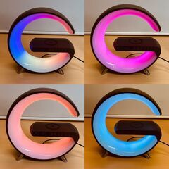 Bluetoothスピーカー/LEDナイトライト/デジタル時計/アラーム機能付きスマホワイヤレス充電器の画像