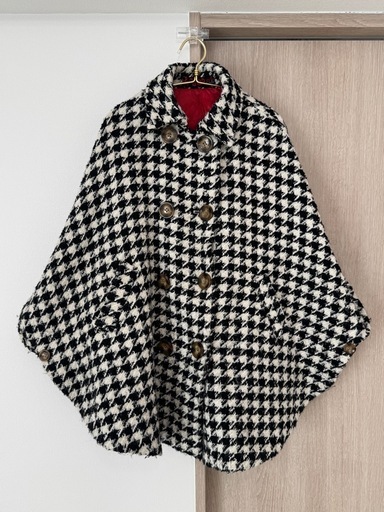 限定値下げ｜9月末処分予定｜着物用｜ふりふチェック柄ポンチョ・ケープコート 着物用｜ふりふチェック柄ポンチョ・ケープコート