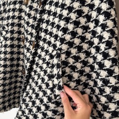 着物用｜ふりふチェック柄ポンチョ・ケープコートの画像