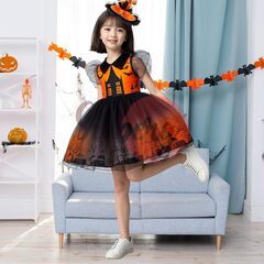 [Sieberg] 魔女 コスプレ ハロウィン 仮装 キッズ ドレス 女の子 コスチューム チュール 子供用 ワンピース 魔法使い 巫女 悪魔 可愛い かわいい おもしろ かぼちゃ ステージ 衣装 学園祭 文化祭 七五三祝い 撮影 誕生日 人気 遊園 クリスマの画像