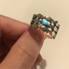 新品☆高見え☆男女☆指輪☆魚リング☆シルバーカラー×ブルー☆フリーサイズ☆素敵☆の画像
