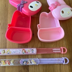 マイメロのお弁当箱、ディズニープリンセスのお箸2個セットの画像