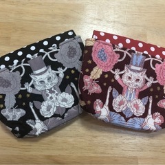 【ハンドメイド】水玉ポーチ（猫）の画像