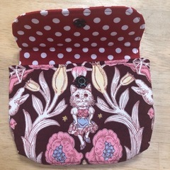 【ハンドメイド】水玉ポーチ（猫）の画像