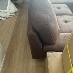 Relaxform メーダ レザーテックスカウチソファ S カカオの画像